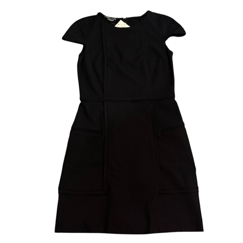 VINCE Black Mini Sheath Dress Cap Sleeve Classy Little Black Dress Womens 2 - Picture 2 of 11